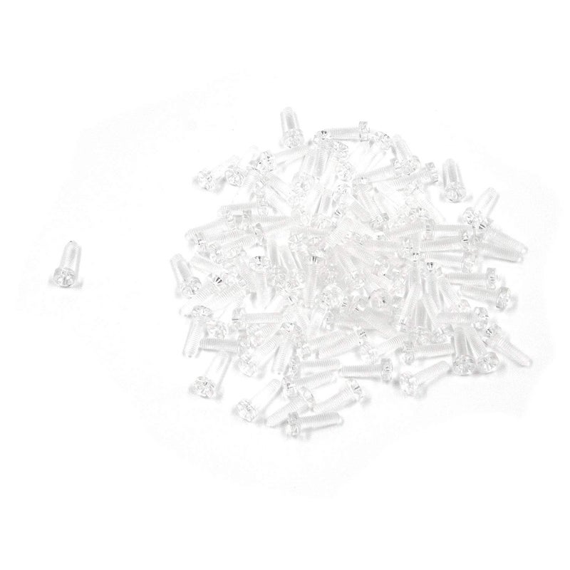 Geesatis 100 Pcs Transparent Acrylic PC Plastic Screw with Nut Tighten Screws Clear Acrylic Pillips Cross Pan Hand Tighten Screw Non-Slip M3 X 10MM / 0.4"" - Image 1